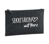 Huuraa Toiletry Bag Sekretärin mit Herz Gift Cosmetic Bag Charcoal 1 Liter Felt Sekretärin mit Herz Gift idea