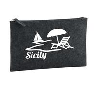 Huuraa Toiletry Bag Sicily Gift Cosmetic Bag Charcoal 1 Liter Felt Sicily Gift idea