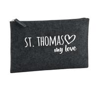 Huuraa Toiletry Bag St. Thomas My Love Gift Cosmetic Bag Charcoal 1 Liter Felt St. Thomas My Love Gift idea