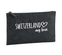 Huuraa Toiletry Bag Switzerland My Love Gift Cosmetic Bag Charcoal 1 Liter Felt Switzerland My Love Gift idea