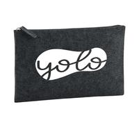 Huuraa Toiletry Bag YOLO You only Live Once Gift Cosmetic Bag Charcoal 1 Liter Felt YOLO You only Live Once Gift idea