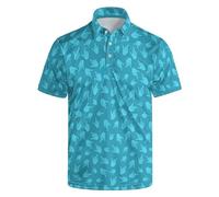 HUURAY Funny Golf Polos for Men Funny Print Short Sleeve Golf Shirts Quick-Dry Polo Shirts Short Sleeve Hawaiian Polo Shirts, Blue Funny 1, Medium