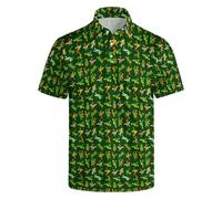 HUURAY Funny Golf Polos for Men Funny Print Short Sleeve Golf Shirts Quick-Dry Polo Shirts Short Sleeve Hawaiian Polo Shirts, Fun Green, Medium