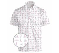 HUURAY Funny Golf Polos for Men Funny Print Short Sleeve Golf Shirts Quick-Dry Polo Shirts Short Sleeve Hawaiian Polo Shirts, Fun White, Large