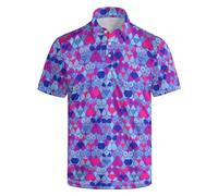 HUURAY Funny Golf Polos for Men Funny Print Short Sleeve Golf Shirts Quick-Dry Polo Shirts Short Sleeve Hawaiian Polo Shirts, Fun Purple, Medium