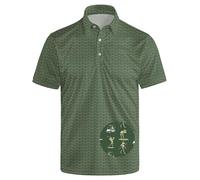 HUURAY Funny Golf Polos for Men Funny Print Short Sleeve Golf Shirts Quick-Dry Polo Shirts Short Sleeve Hawaiian Polo Shirts, Black-Funny Frog, Large
