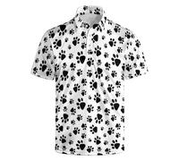 HUURAY Funny Golf Polos for Men Funny Print Short Sleeve Golf Shirts Quick-Dry Polo Shirts Short Sleeve Hawaiian Polo Shirts, Cat Dog Paw5, Large