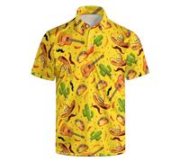 HUURAY Funny Golf Polos for Men Funny Print Short Sleeve Golf Shirts Quick-Dry Polo Shirts Short Sleeve Hawaiian Polo Shirts, Black-mexico, XL