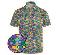 HUURAY Funny Golf Polos for Men Funny Print Short Sleeve Shirts Quick Dry Polo Shirts Hawaiian Shirt Performance Golf Outfits, Fun Carnival, XXXXL