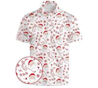 HUURAY Funny Golf Polos for Men Funny Print Short Sleeve Shirts Quick Dry Polo Shirts Hawaiian Shirt Performance Golf Outfits, Christmas Red, Large