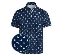 HUURAY Funny Golf Polos for Men Funny Print Short Sleeve Shirts Quick Dry Polo Shirts Hawaiian Shirt Performance Golf Outfits, Black, XXL