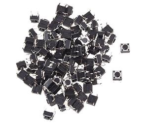 Huusuei 100 Pieces 6 x 6 mm x 4.3 mm Plate Circuit Board Momentary Tactile Tact Push Button Switch DIP