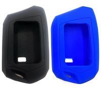 Huutnhs Black And Blue RFX-2WT9-FM T9 Key Silicone Sleeve Waterproof Dirt Tolerance 2WT9R Replacement For Compustar FM 2-Way 3000-FT LCD 4 Side Buttons Silicone Shell New Compatible Parts