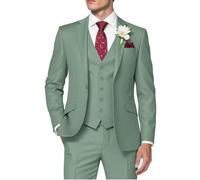 HUUTOE Men's 3 Piece Suit Slim Fit Prom Suits Tuxedo for Men Wedding Formal Mens Suit Solid Blazer Jacket Vest Pants Set, Sage Green, XXL