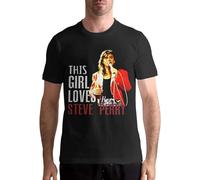 HUUXUXQ Steve Perry T Shirts Men's Tops Short Sleeved Round Neck Cotton Shirt(XX-Large)