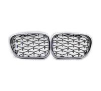 HUVNEXA 2 Piece Gloss Black/Silver Meteors Front Grille Auto Racing, for BMW, for 5 Series E39 New 1999-2003 Grills Car Front Radiator Grille Replacement(Silver)
