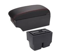 HUVNEXA Car Accessories, for ford, for Fiesta, 2011-2018 Car Armrest Box Centre Console Storage BoxCar Armrests Car Armrest(BLACK A1 Black Red 7usb)