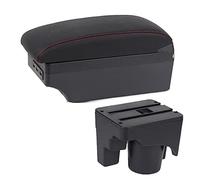 HUVNEXA Car Accessories, for VW, Mk5, for Golf, Mk 5 6 2005-2011 Car Armrest Box Centre Console Storage Box Cup Holder Interior Car Armrests Car Armrest(BLACK C1 Red Line 7usb)