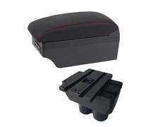 HUVNEXA Car Armrest Box Central Center Console Storage Box With USB, for VW, for Touran, for Caddy, Car Accessories Car Armrest(BLACK C1 Red Line 7usb)