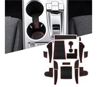 HUVNEXA For 2020-2022 Kona EV Electric Rubber Mats, Kona Car Accessories Cup Holder Inner Door Mats Centre Console Non-Slip Mats, Door Slot Mat 18 Pieces [Not, for 2023+] Dashboard Anti-Slip Mat(Red)