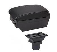 HUVNEXA For Kia, for Picanto Armrest Box Center Console Storage Case Modification Accessories With Cup Holder USB Port Car Armrest(BLACK C-black White Line)