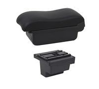 HUVNEXA For VW, for Tiguan, Armrest Box Leather Arm Rest Center Console Storage Cup Holder USB Charging Car Accessory Armrest Box Car Armrest(BLACK B2 Black Line)