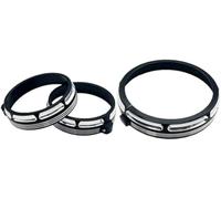 HUVNEXA Motorcycle Head Light Protection Black 7 Burst Headlight Trim Ring 4.5 Auxiliary Passing Lamp, for Bezel Touring Street Glide Road King Headlight Trim Ring(BLACK Color SET)