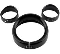 HUVNEXA Motorcycle Headlight Guard, for 7 4.5 Passing Lights Lamps Trim Ring, for Bezel Visor Cover, for ELECTRA Glide Road King Flhtc Headlight Trim Ring(BLACK 1set black)