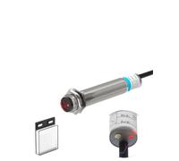 HUVNEXA Photoelectric Sensor Retro-reflective M12 Series 10-30v Npn Pnp Visible Spot 2mm Sensing Distance 6m Adjustable Optical Photoelectric Sensor(Npn No)