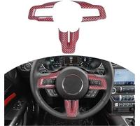 HUVNEXA Steering Wheel Cover Trim, for Ford, for Mustang Accessories 2015 2016 2017 2018 2019 2020 2021 Steering Wheel Emblem Cover, Auto Interior Center(Red Carbon Fiber Grain)