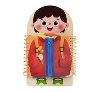 Huvqianu Activity Board - Life Skills Toy for Learning to Zip, Lace, and Buckle, Wooden with Motor Skill Development, Educational Board Busy for Daycare, Preschool, Kindergarten, 30x19.5x2.5cm