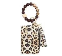 Huvqianu Card Wallet, Card Holder, Portable Card Wallet, Tassel Card Holder, Bohemian Leather Card Wallet with Tassel and Beaded Lanyard Portable Pu Leather Card Holder for Identity Cards