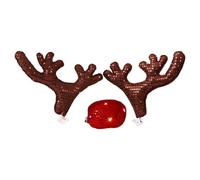 Huvqianu Christmas Car Decorations Cute Fun Waterproof Decorations Costume Car Horns and Reindeer Nose for Family Friends Winter Holidays New Year Vehicle Truck RV Party