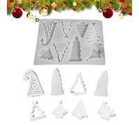 Huvqianu Christmas Tree Casting Mould, 8 Grids Festive Silicone Heat Resistant Craft Tool | Christmas Tree Shaped Candle and Resin Shapes, for Festive Evenings Soap Cake Resin Art