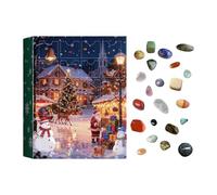 Huvqianu Crystal Countdown Calendar | 24 Days Natural Crystal Party Supplies - Christmas Countdown Calendar,for Thanksgiving Holiday Party Offices Home Room Bedroom Desk Classroom School Dormitory