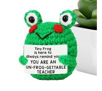 Huvqianu Emotional Crochet Positive Frog - Cute Crochet Frog Knitted Emotional Positive Frog | Funny Collectible Doll Stocking Stuffers with Card for Birthday