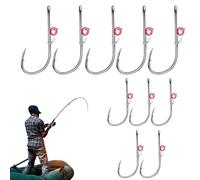 Huvqianu Live Bait Hooks, Catfish Hooks for Fishing, Fixed Fish Hooks for Live Shrimp Fishing Barbed Carbon Steel with Holes for Small Bass Sunfish