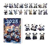 Huvqianu Panda Christmas | 24 Days Countdown with Adorable Panda Ornaments - 2D Acrylic Animal Ornaments for Christmas Tree Decor Window Wall Door Mirror Car