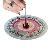 Huvqianu Pendulum Divination Mat, Pendulum Mat - Portable Round Mouse Pad | Astrology Pendulum Mat Black Cat 8.5 Inches for Divination, Round Metaphysical Message Mouse Pad