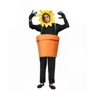 Huvqianu Sunflower Pot Costume, Flower Bonsai Outfit, 62.99-78.74in Adults Funny Costumes, Lightweight Comfortable Fit, Eye-Catching Design for Halloween, Masquerade, Parties