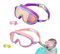 Huvqianu Swimming Goggles | Wide View UV Kids Swimming Goggles,Anti-Fog No Leaking Eyewear with Nose Clip UV Protection for Diving Snorkeling Beach Pool Summer Girls Boys Youth