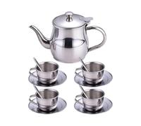 Huvqianu Tea Set for Teapot Set, Stainless Steel Teapot Set, Kitchen Toy for Tea Time - For Playing at Home, Playroom, Classroom, Kindergarten and Daycare