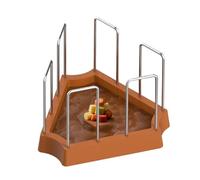 Huvqianu Turtle Water Feeder, Lizard Bowl, 7.87x6.89x5.91 Inches Size Detachable Triangle Feeding Dish, Reptile Feeder for Bearded Dragon Gecko Hermit Crab Snakes, Home, Brown