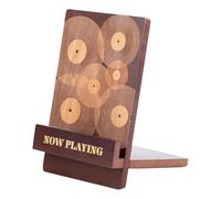 Huvqianu Vinyl Record Holder, Wood Record Holder, Now Playing Recording Stand, 5.24x7.09in Engraved Design Storage Rack, Extended Base Organizer, Stylish Album Display for Home Decoration