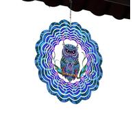 Huvqianu Wind Spinners Outdoor Hangings - 3D Metal Wind Sculpture,Outside Stainless Steel Spinner, Decorative Hangings Owl Windmill for Yard Garden Balcony Decoration
