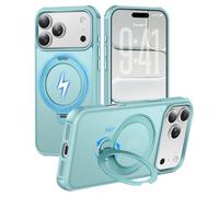 HuwaiH 360° Rotating Magnetic Stand for iPhone 17 Pro Max Case, Military Protection, Anti-Fingerprint Mobile Phone Case, Shockproof, Scratch-Resistant, Matte Protective Case (Blue)