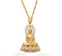 HUWAIYUNDONG Cambodian Style Garden Buddha Buddhism Men Pendant Necklaces,Jewelry Thailand/Vietnam/Laos Gifts,Charms Outline Trendy Patriotic Ethnic Unisex Accessories,Adjustable Chain,Gold,60Cm