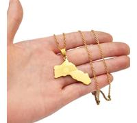 HUWAIYUNDONG Kurdistan Pendant Map Necklaces,Kurdish Jewelry,Vintage Outline Trendy Patriotic Unisex Region Accessories,Hiphop Adjustable Chain Wedding Gift,Gold,45Cm