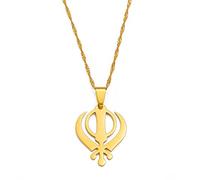HUWAIYUNDONG Map Necklace - Sikhism Necklace Pendant Sikh Khanda,Jewelry Sikhs Necklaces India Pakistan Malaysia Religious,Ethnic Adjustable Accessories,Hiphop Unique Charm Personalized Region