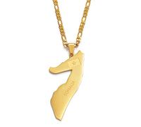 HUWAIYUNDONG Map Of Somalia Pendant Necklaces For Women/Men, Country Maps Somalia Jewelry,Vintage Outline Trendy Patriotic Unisex Accessories,Hiphop Geometric Adjustable Chain Wedding Gifts,Gold,60Cm